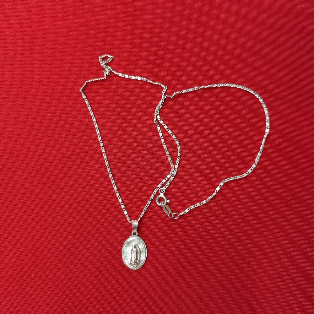 925 genuine solid sterling silver pendant virgin Mary and chain necklace‎